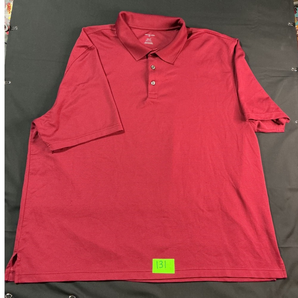 Van Heusen Air Mens 3XLT Polo Shirt Red Short Sleeve Big & Tall Textured Knit